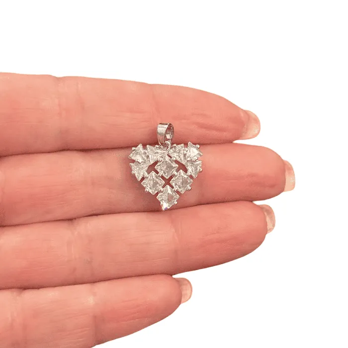 The Crystal Heart Pendant Waterproof Stainless Steel CZ Pendant With Attached Bail Peppy Beads Necklaces The Crystal Heart Pendant Waterproof Stainless Steel CZ Pendant With Attached Bail Peppy Beads Necklaces