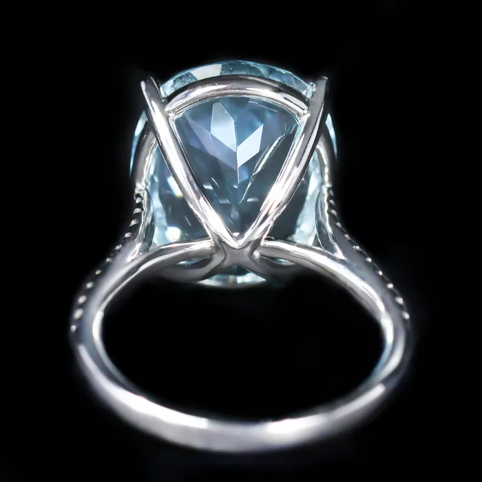 The Gem House Rings 14K White Gold 1040 Carat Aquamarine and Diamond Ring