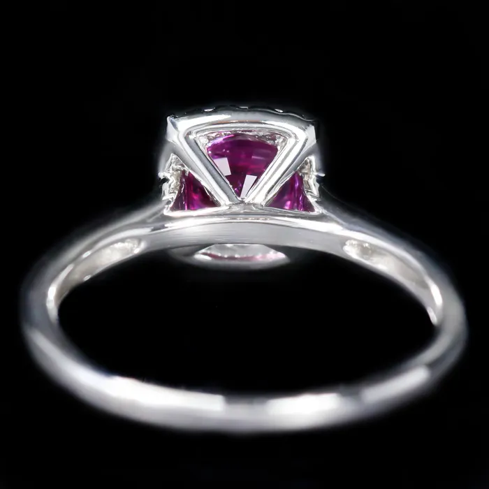 The Gem House Rings 18K White Gold 124 Carat Pink Sapphire and Diamond Ring