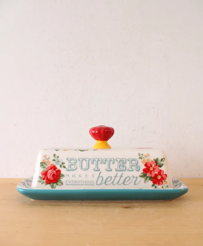 The Pioneer Woman Turquoise Floral Butter Dish The Pioneer Woman Rings