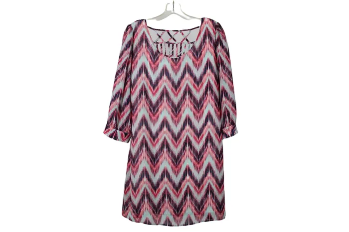 Three Hearts Pink Chevron Dress L Three Hearts Rings
