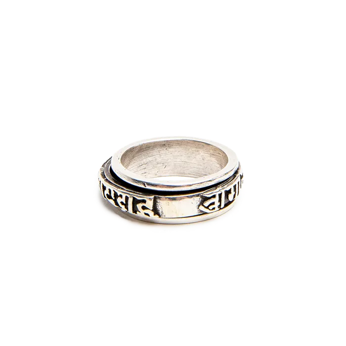 Tiger Mountain Rings Silver Buddhist Mantra Spinner Ring