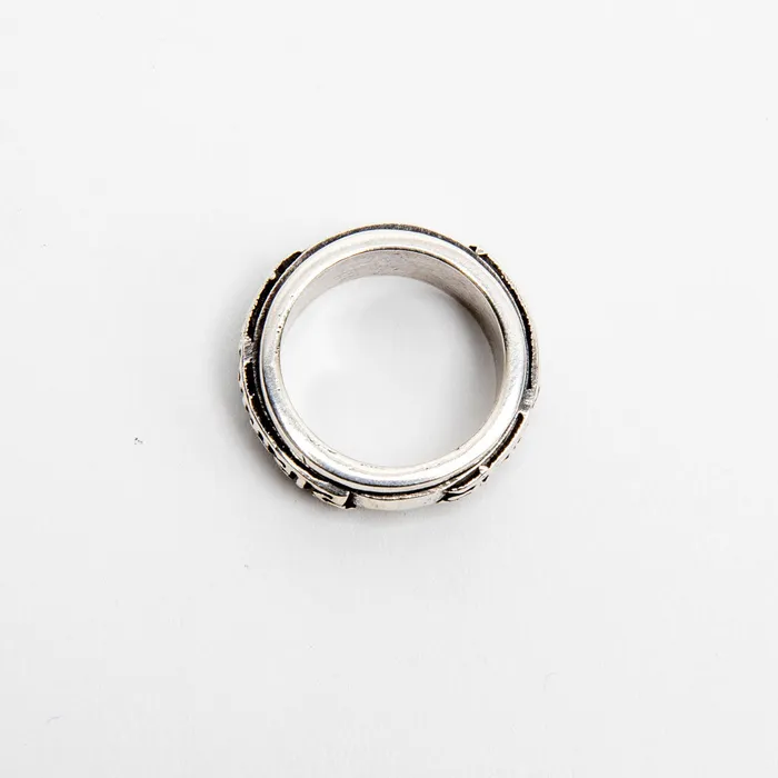 Tiger Mountain Rings Silver Buddhist Mantra Spinner Ring