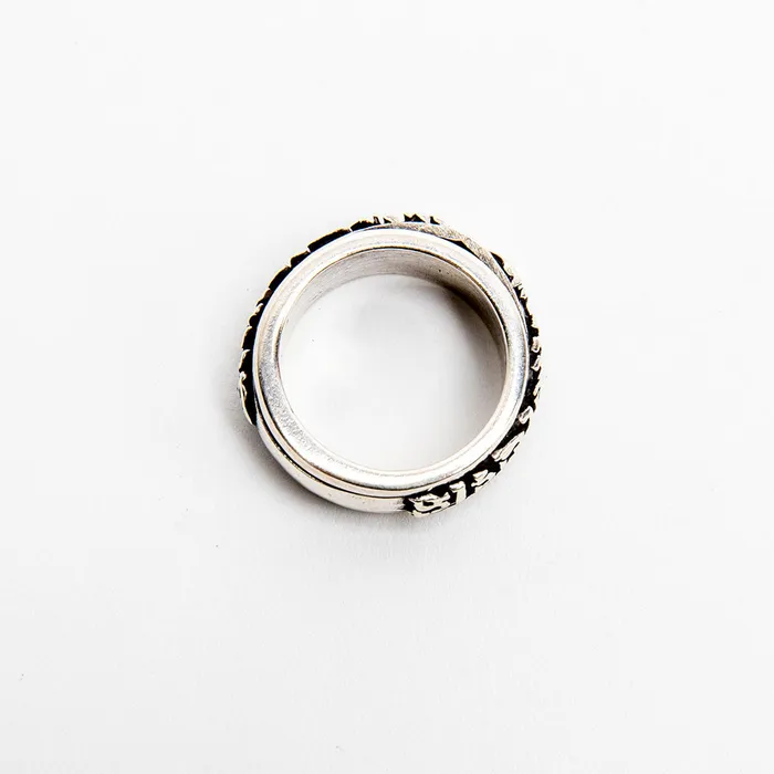 Tiger Mountain Rings Silver Buddhist Mantra Spinner Ring