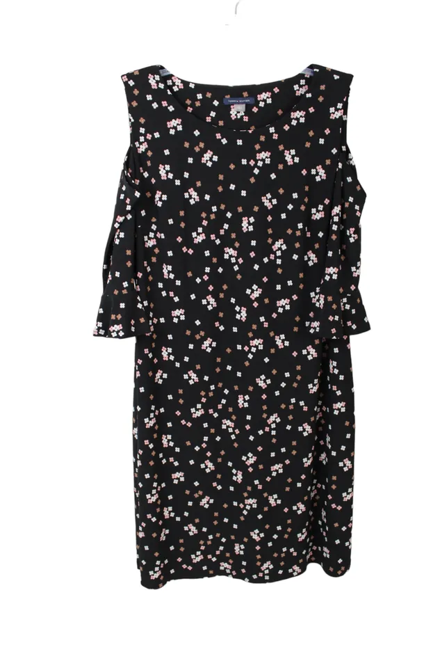 Tommy Hilfiger 70s Style Flower Print Cold Shoulder Black Dress 16 Tommy Hilfiger Earrings Tommy Hilfiger 70s Style Flower Print Cold Shoulder Black Dress 16 Tommy Hilfiger Earrings
