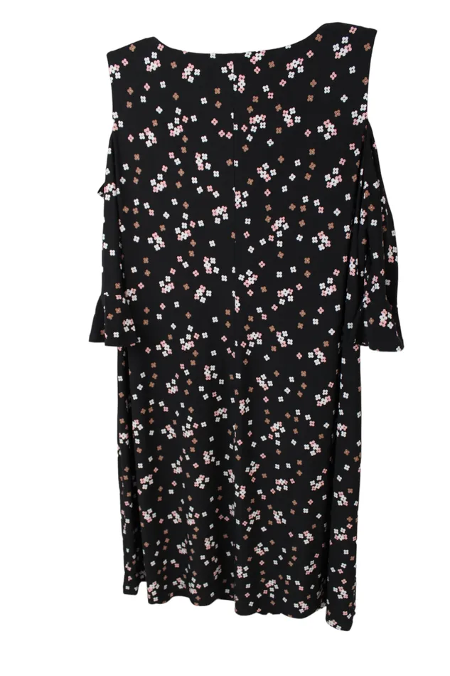 Tommy Hilfiger 70s Style Flower Print Cold Shoulder Black Dress 16 Tommy Hilfiger Earrings