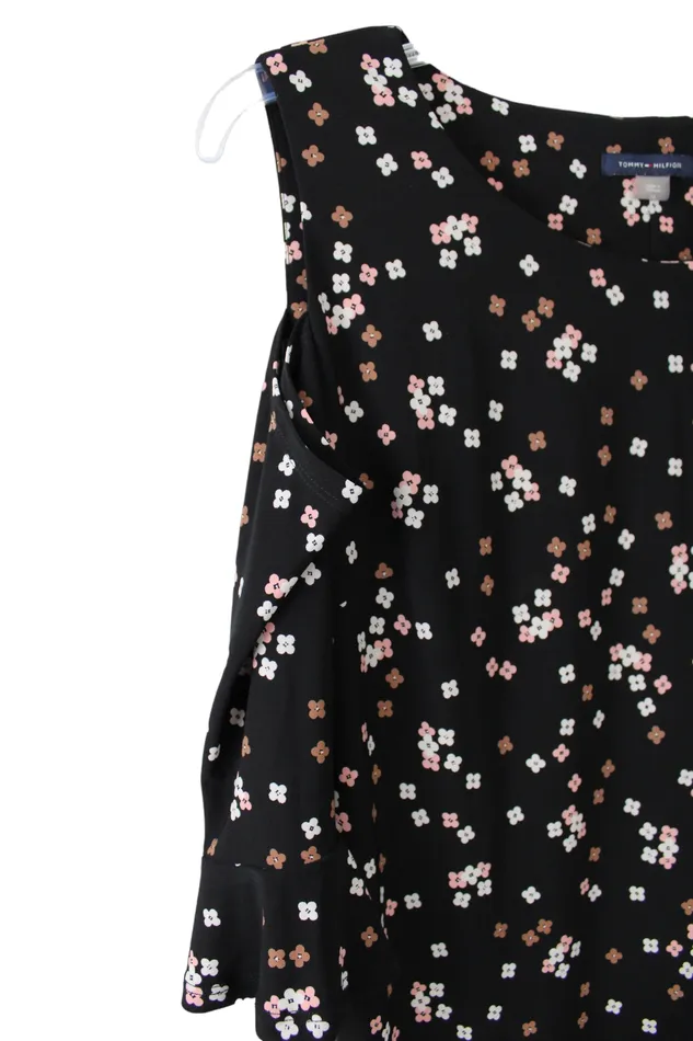 Tommy Hilfiger 70s Style Flower Print Cold Shoulder Black Dress 16 Tommy Hilfiger Earrings