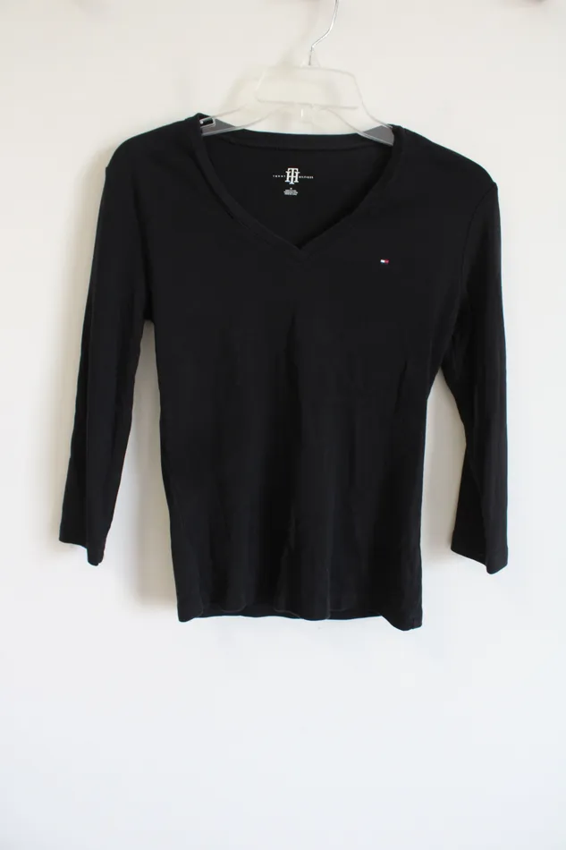 Tommy Hilfiger Rings Tommy Hilfiger Black Long Sleeved VNeck Top M