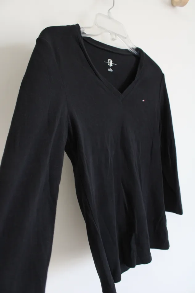 Tommy Hilfiger Rings Tommy Hilfiger Black Long Sleeved VNeck Top M