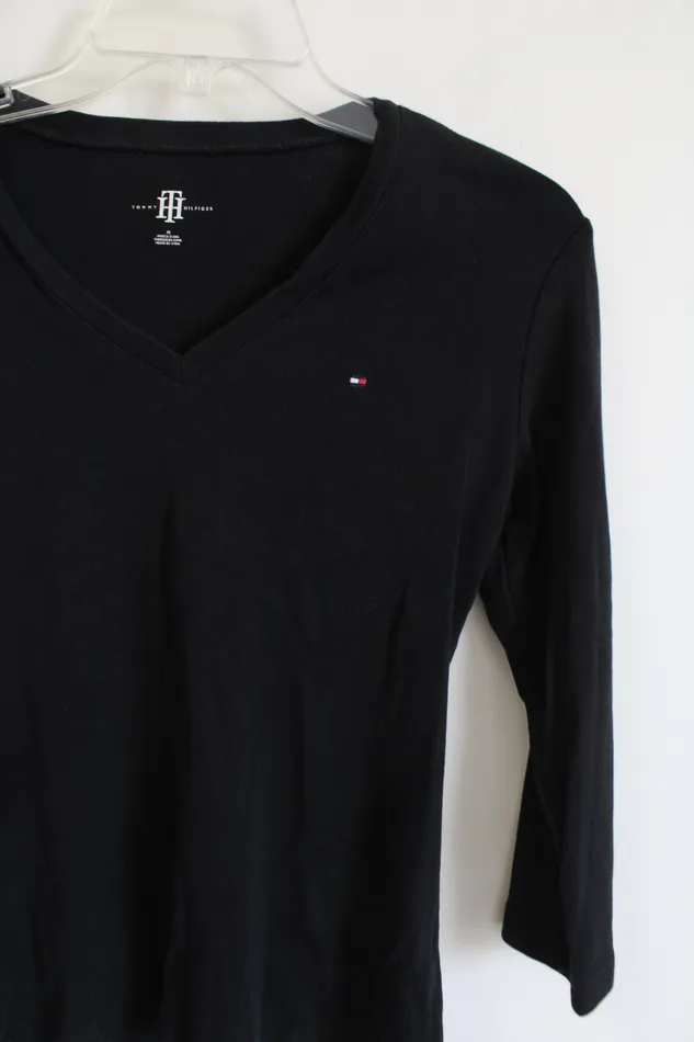 Tommy Hilfiger Rings Tommy Hilfiger Black Long Sleeved VNeck Top M