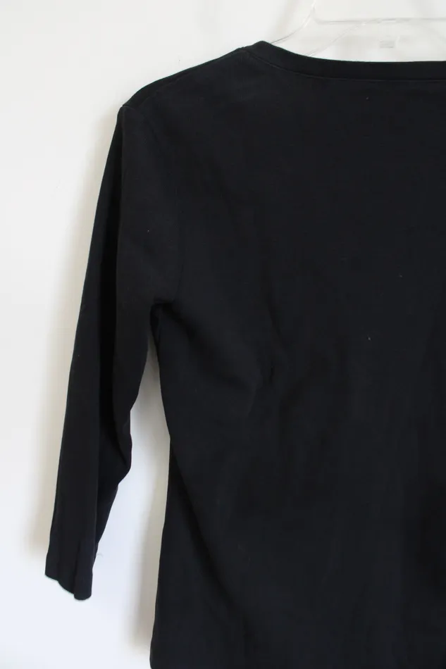 Tommy Hilfiger Rings Tommy Hilfiger Black Long Sleeved VNeck Top M