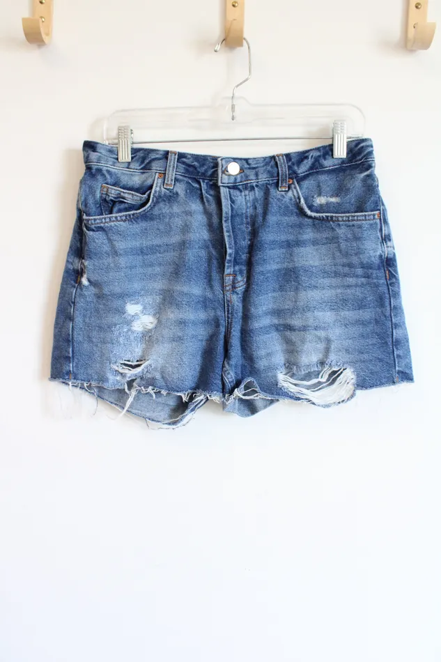 TopShop Earrings Topshop Moto Ashley Distressed High Rise Denim Shorts 8