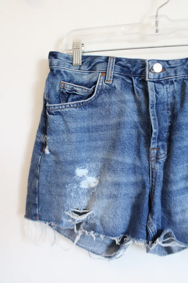TopShop Earrings Topshop Moto Ashley Distressed High Rise Denim Shorts 8