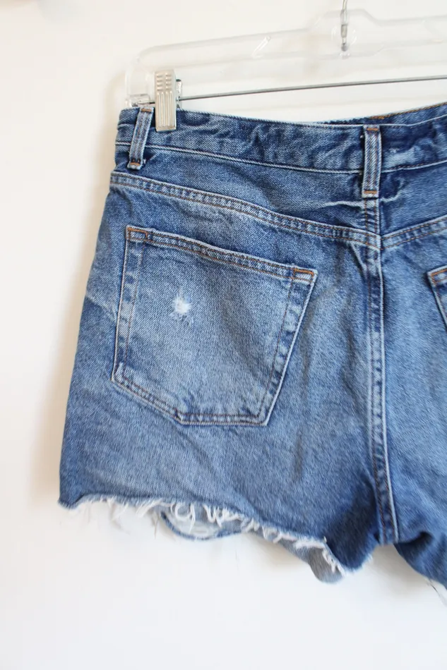 TopShop Earrings Topshop Moto Ashley Distressed High Rise Denim Shorts 8