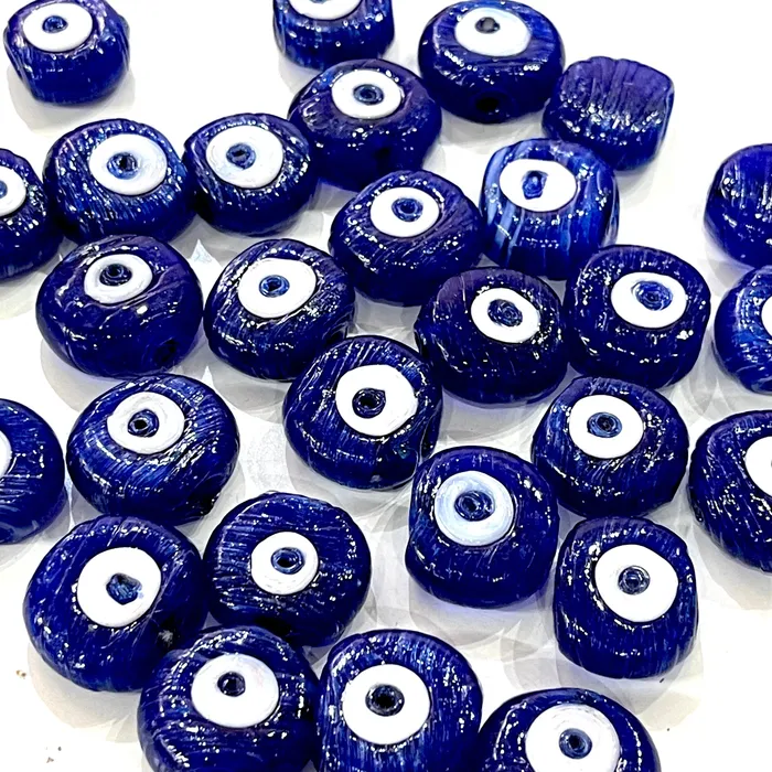 Traditional Turkish Artisan Handmade Glass Navy Evil Eye Beads Large Hole Evil Eye Glass Beads 25 Beads per pack Peppy Beads Necklaces Traditional Turkish Artisan Handmade Glass Navy Evil Eye Beads Large Hole Evil Eye Glass Beads 25 Beads per pack Peppy Beads Necklaces