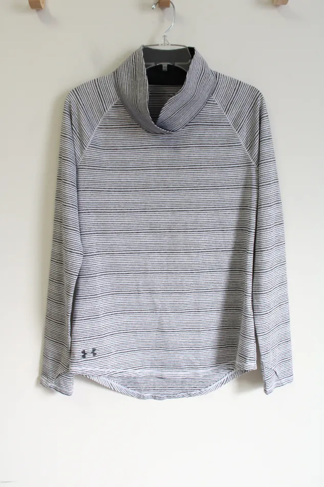 Under Armour Loose Fit Gray Striped Mock Neck Shirt S Under Armour Earrings