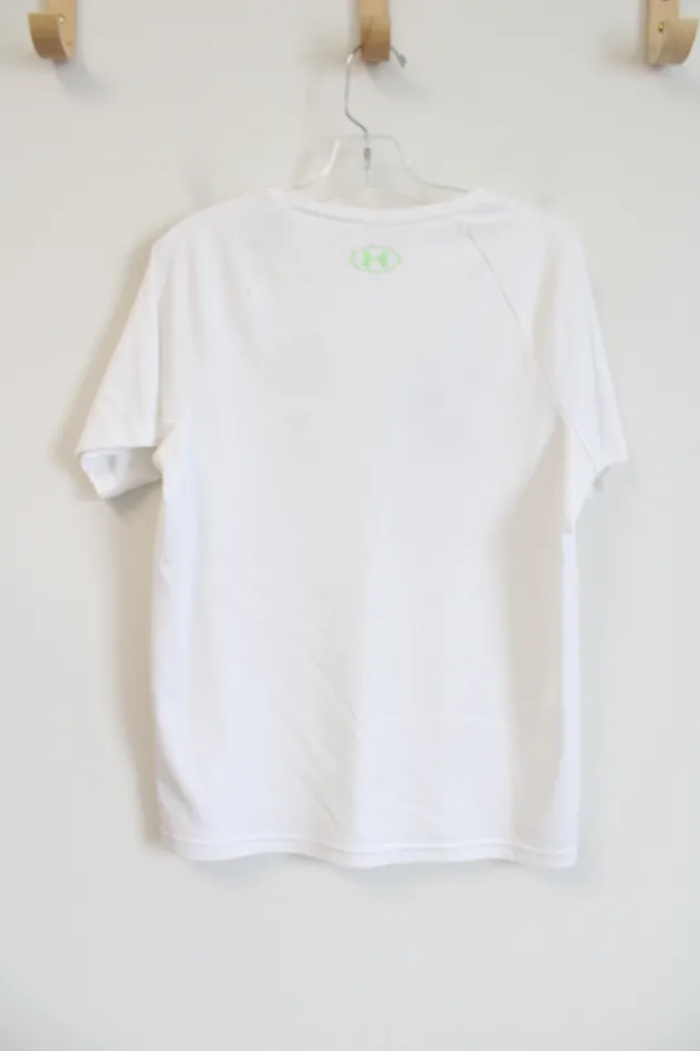 Under Armour Under Armour White Green Logo Tee Youth M 1012 Rings