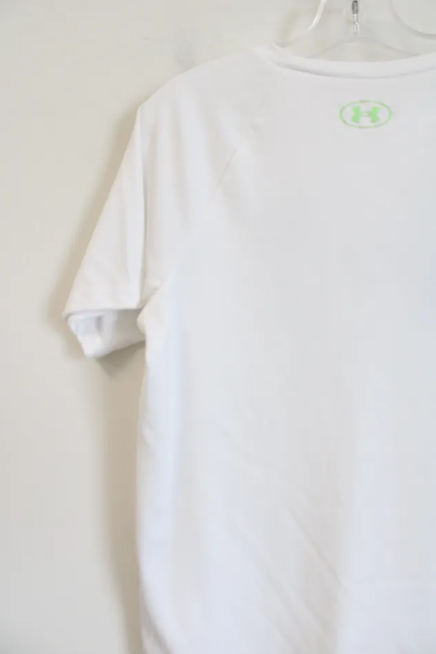 Under Armour Under Armour White Green Logo Tee Youth M 1012 Rings