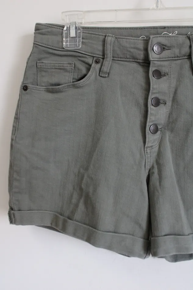 Universal Thread Earrings Universal Thread High Waisted Midi Cuffed Green Shorts 8
