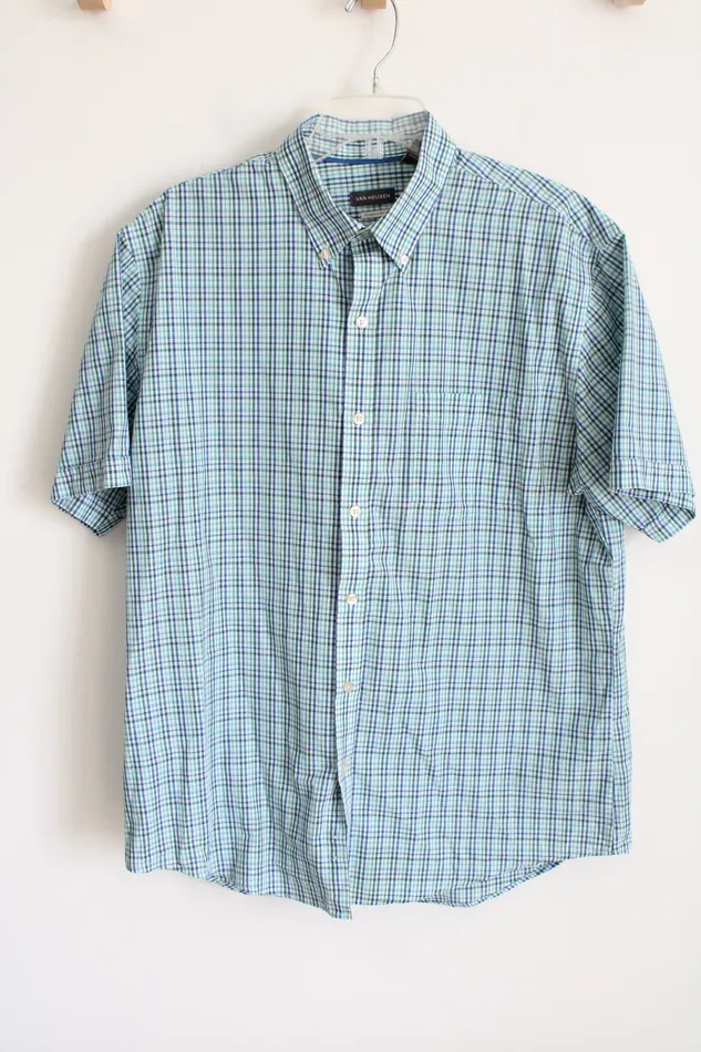 Van Heusen Classic Fit Blue Green Plaid Button Down Shirt L 1616 12 Van Heusen Rings Van Heusen Classic Fit Blue Green Plaid Button Down Shirt L 1616 12 Van Heusen Rings
