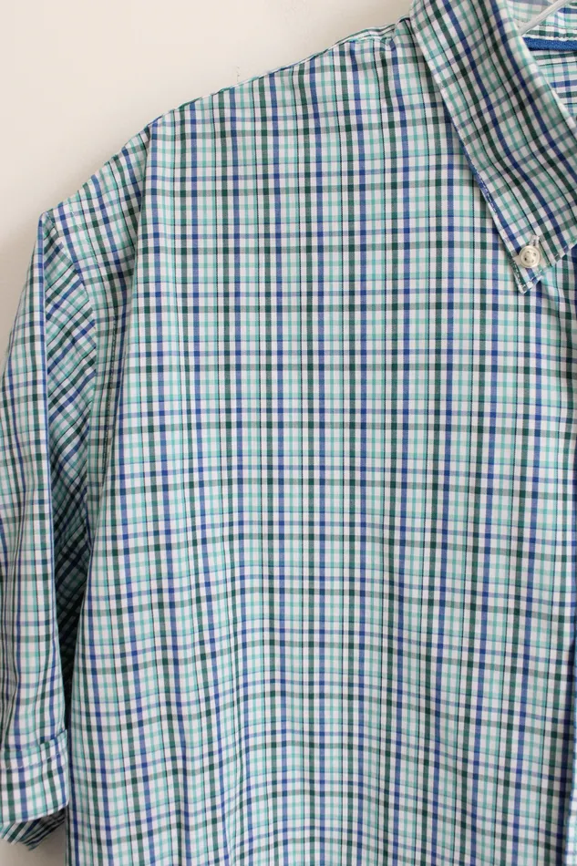 Van Heusen Classic Fit Blue Green Plaid Button Down Shirt L 1616 12 Van Heusen Rings
