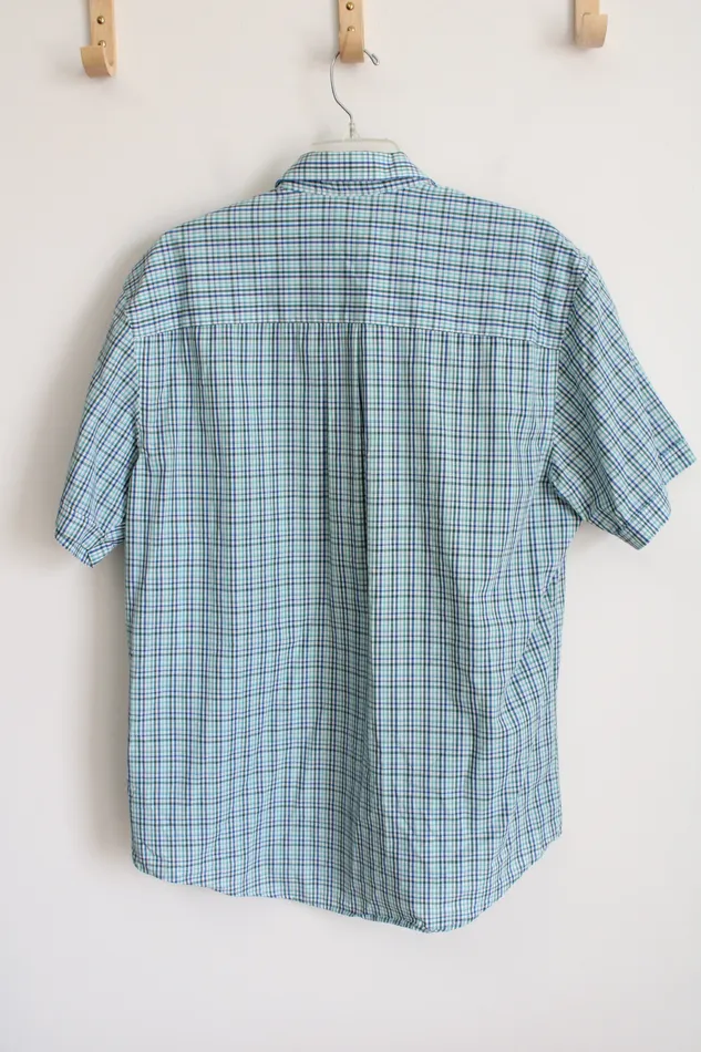 Van Heusen Classic Fit Blue Green Plaid Button Down Shirt L 1616 12 Van Heusen Rings
