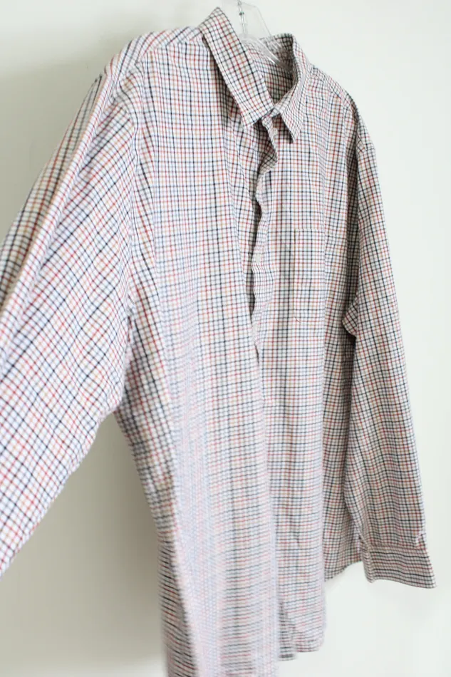 Van Heusen Flex White Plaid Button Down Shirt XL Van Heusen Rings