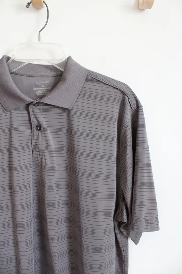 Van Heusen Gray Black Striped Polo Shirt L Van Heusen Rings