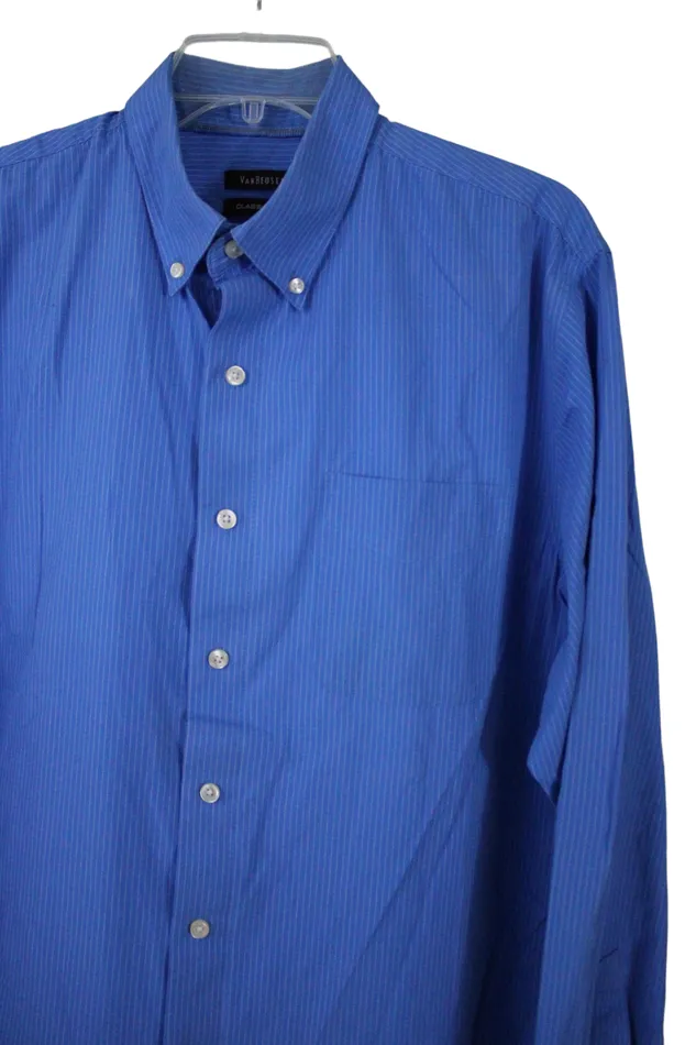 Van Heusen Rings Van Heusen Classic Fit Blue Pinstripe Shirt L