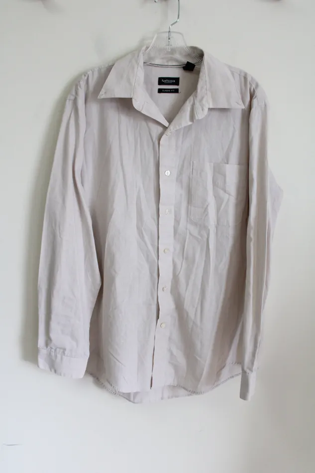 Van Heusen Tan White Striped button Down Classic Fit Shirt L Van Heusen Rings