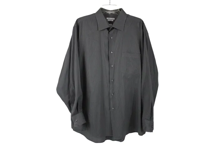 Van Heusen Van Heusen Regular Fit Gray Button Down Shirt 18 3435 Earrings