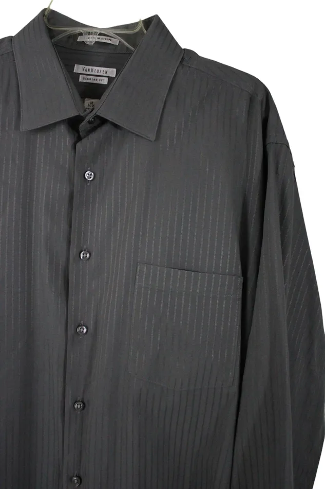 Van Heusen Van Heusen Regular Fit Gray Button Down Shirt 18 3435 Earrings