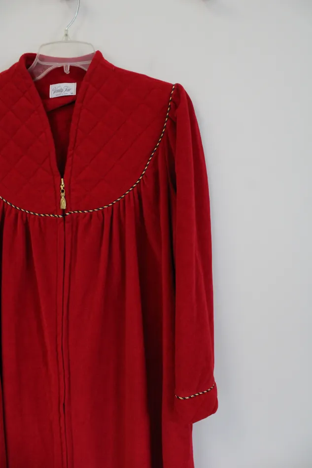 Vanity Fair Earrings Vanity Fair Thick Red Zip Up Nightgown M
