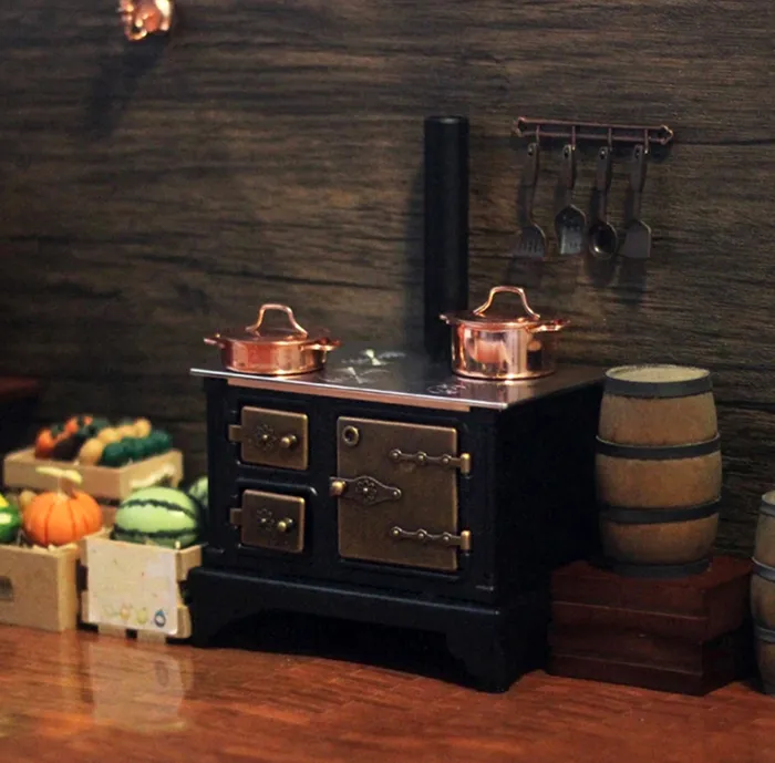 Vintage Looking Iron Stove 1 12 Scale Dollhouse Stove with Opening Doors OB11 Kitchen Accessory CJ Necklaces