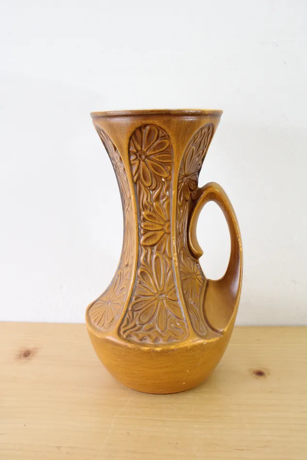 Vintage McCoy Yellow Floral Handled 619 Vase McCoy Rings