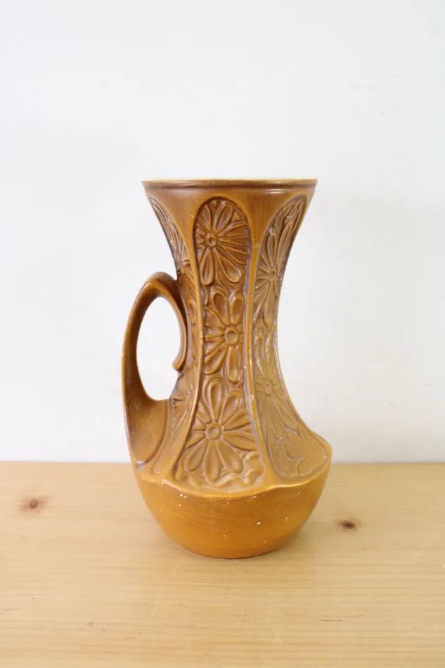 Vintage McCoy Yellow Floral Handled 619 Vase McCoy Rings