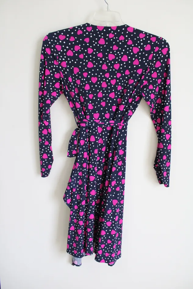 Vintage Vicky Tiel Blue Pink Heart Wrap Dress M Vicky Tiel Rings