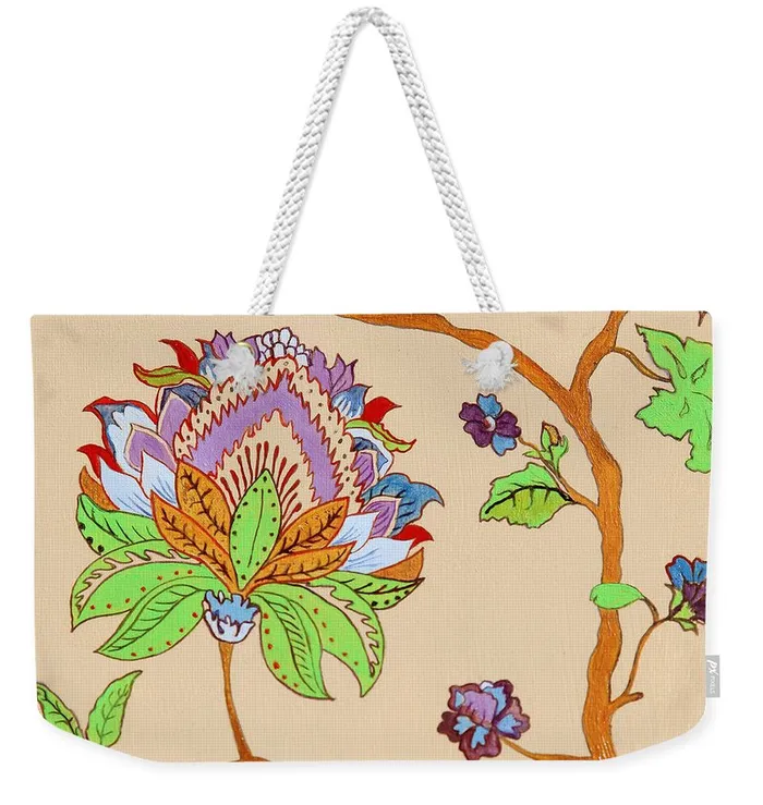 Weekender Tote Bag Customizable Carryall Tote Bag Heavens Flower Design Portraits by NC Earrings