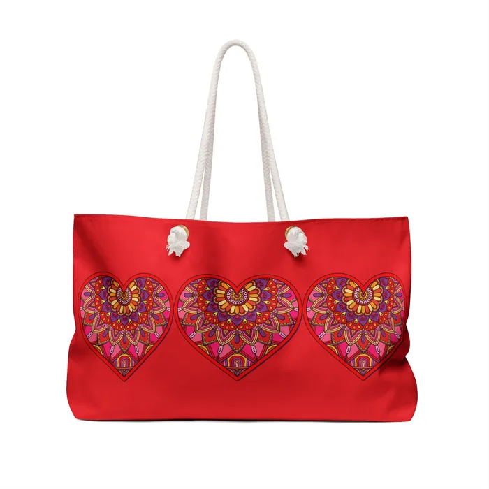 Weekender Tote Bag I Heart You Printify Necklaces