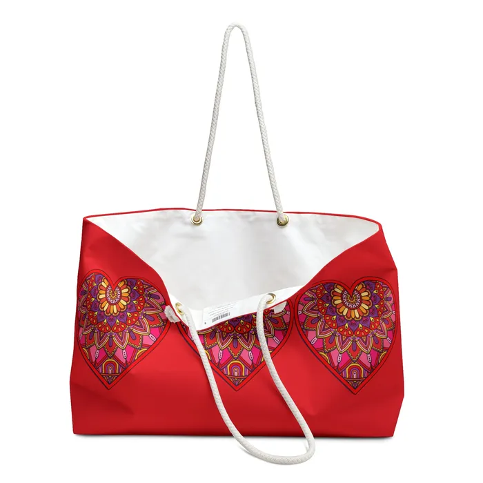 Weekender Tote Bag I Heart You Printify Necklaces