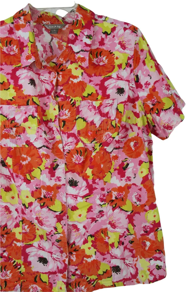 White Stag Floral Cotton Shirt 2X White Stag Rings