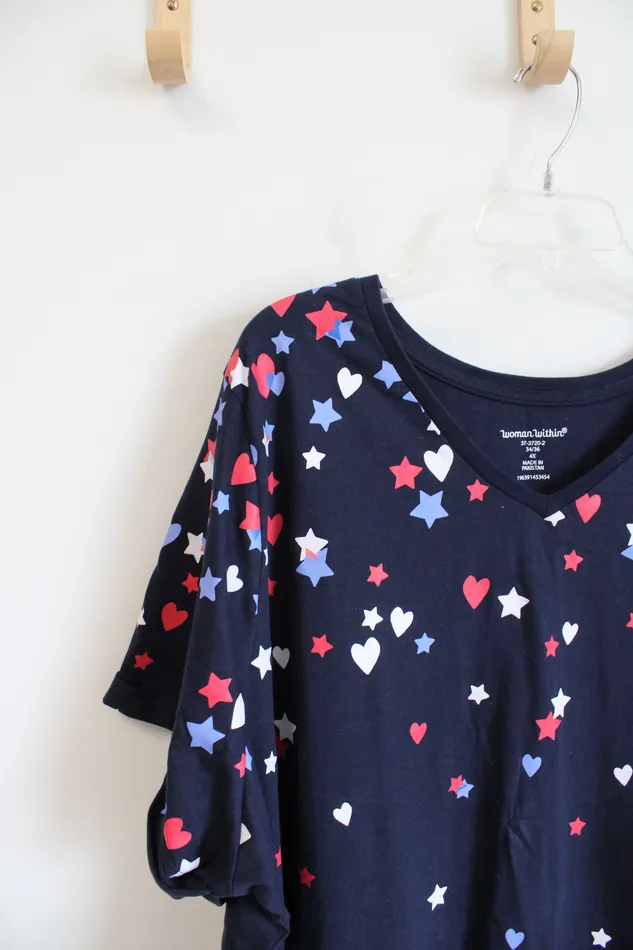 Woman Within Rings Woman Within Red White Blue Heart Stars Top 4X