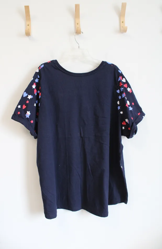 Woman Within Rings Woman Within Red White Blue Heart Stars Top 4X