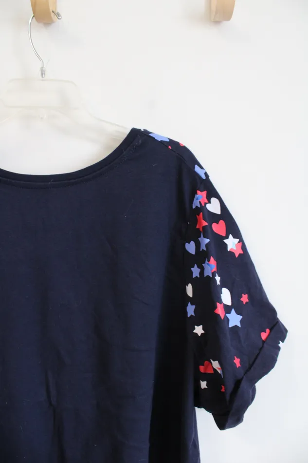 Woman Within Rings Woman Within Red White Blue Heart Stars Top 4X