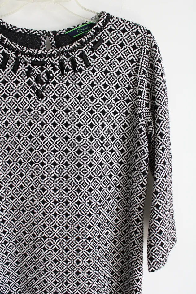 Wonder Rings Wonder Black White Patterned Dress S