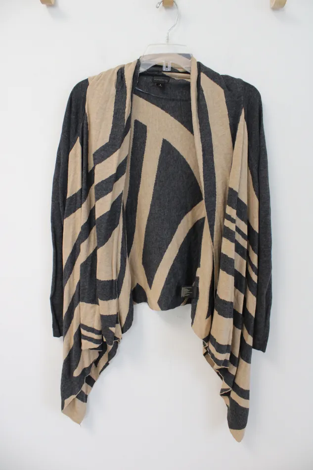 Worthington Earrings NEW Worthington Gray Tan Knit Patterned Cardigan S