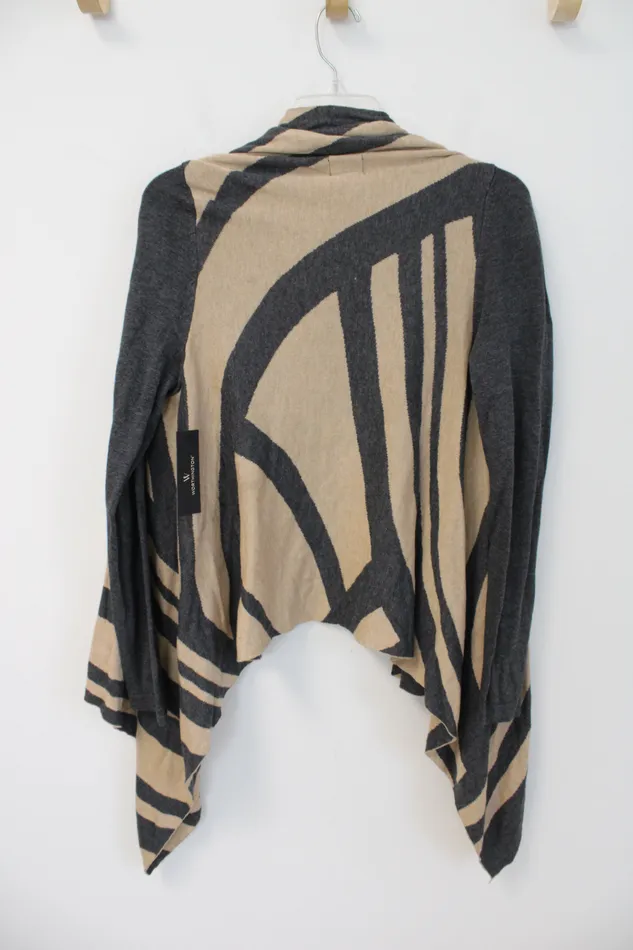 Worthington Earrings NEW Worthington Gray Tan Knit Patterned Cardigan S
