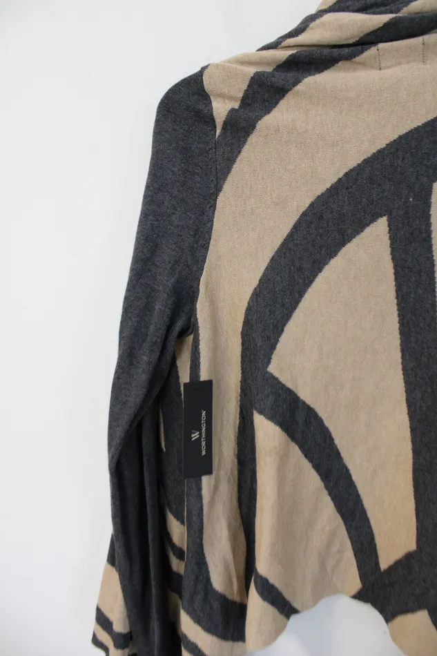 Worthington Earrings NEW Worthington Gray Tan Knit Patterned Cardigan S