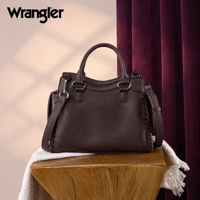 Wrangler CarryAll Whipstitch ToteCrossbody Coffee YKT Earrings