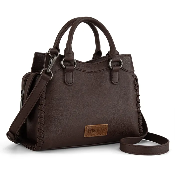 Wrangler CarryAll Whipstitch ToteCrossbody Coffee YKT Earrings